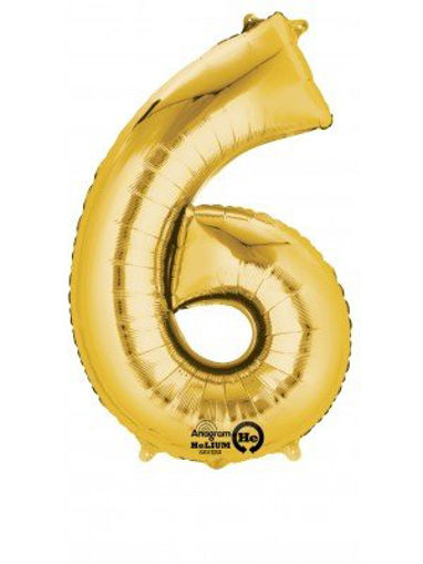 Picture of FOIL BALLOON NUMBER 6 GOLD 16 INCH